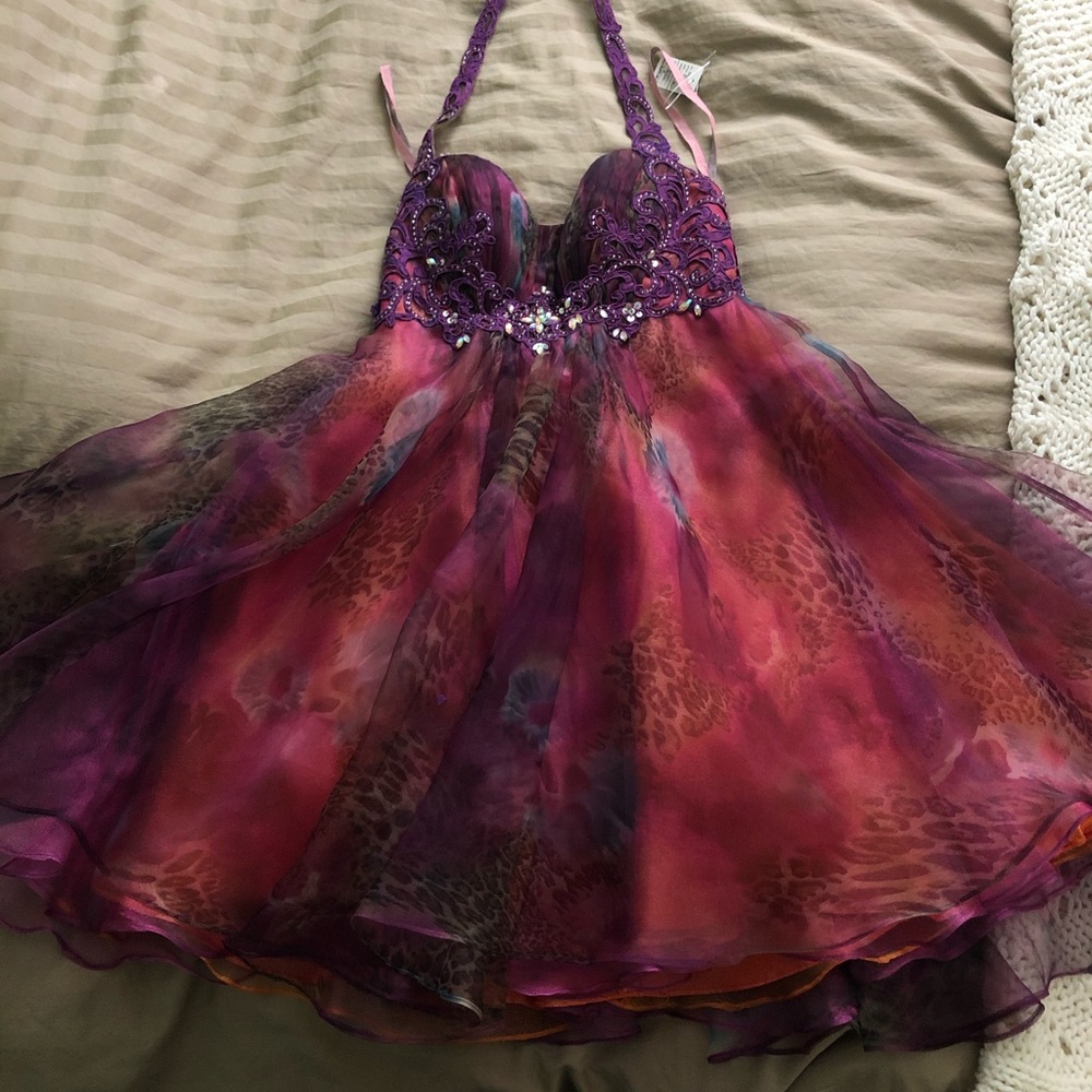 short multi colored halter dress